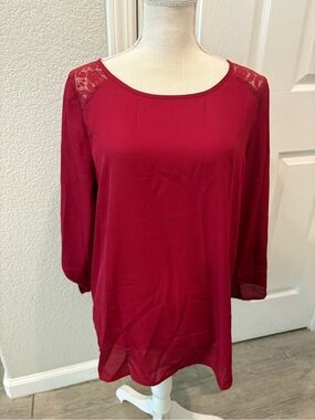 Papermoon Burgundy Lace Shoulder Tunic Top